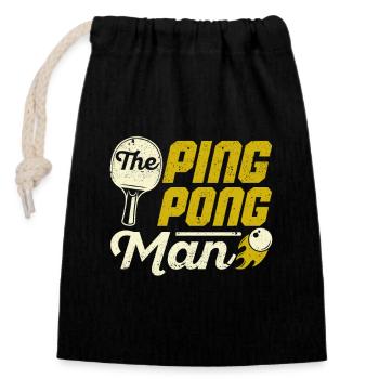 The Ping Pong Man Funny Table Tennis Player - Closable cotton gift bag (14x20cm) - black - Front