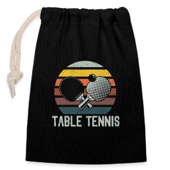 Retro Table Tennis Player Funny Ping Pong Sport - Closable cotton gift bag (14x20cm) - black - Front
