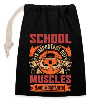 Bodybuilder Training Gym Musculation Fitness Dumbbell - Sac cadeau en coton avec cordon (14 x 20 cm) - noir - Devant