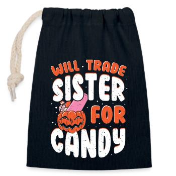Halloween Süßes für Schwester - Lustig - Verschließbarer Geschenkbeutel aus Baumwolle (14x20cm) - Navy - Vorne