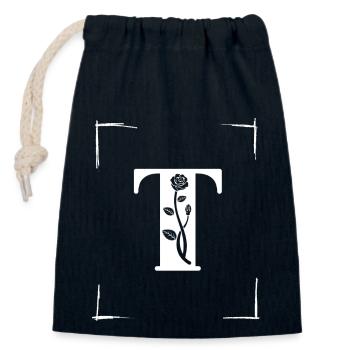 letter T initial - Closable cotton gift bag (14x20cm) - navy - Front