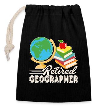 Geographer Retired Geographer - Closable cotton gift bag (14x20cm) - black - Front