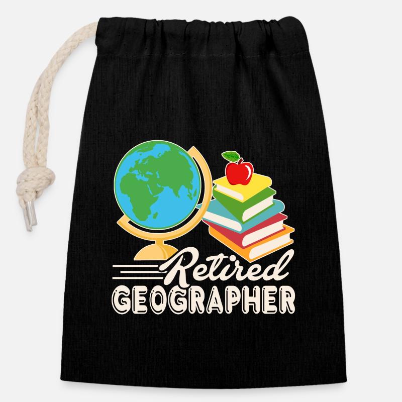 Geographer Retired Geographer - Closable cotton gift bag (14x20cm) - black