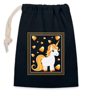 Einhorn Candy Corn Halloween Party Trick Or Treat - Verschließbarer Geschenkbeutel aus Baumwolle (14x20cm) - Navy - Vorne