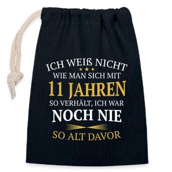 Geschenk 11 Jahre Geburtstagskind - Verschließbarer Geschenkbeutel aus Baumwolle (14x20cm) - Navy - Vorne