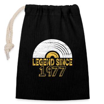 1977 Birthday Vinyl Legend depuis - Sac cadeau en coton avec cordon (14 x 20 cm) - noir - Devant