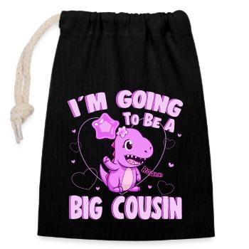 I'm Going To Be A Big Cousin Dinosaur Graphic Idea - Closable cotton gift bag (14x20cm) - black - Front
