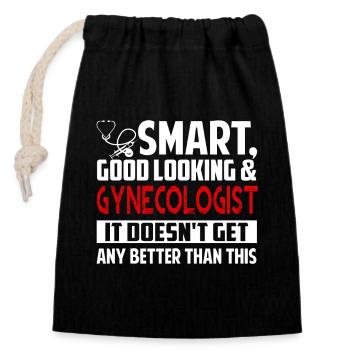 Gynecologist Smart Good Looking Gynecologist - Closable cotton gift bag (14x20cm) - black - Front