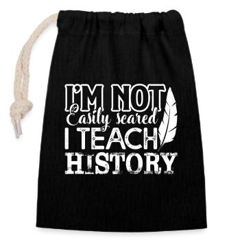 History Teacher History Teacher I Teach History - Closable cotton gift bag (14x20cm) - black - Front