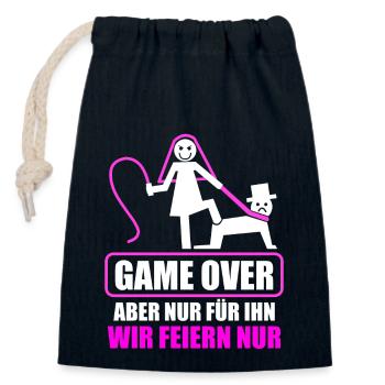 Junggesellenabschied Poltern Polterabend JGA - Verschließbarer Geschenkbeutel aus Baumwolle (14x20cm) - Navy - Vorne