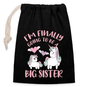 I`m Finally Going To Be A Big Sister Unicorn Gift - Verschließbarer Geschenkbeutel aus Baumwolle (14x20cm) - Schwarz - Vorne