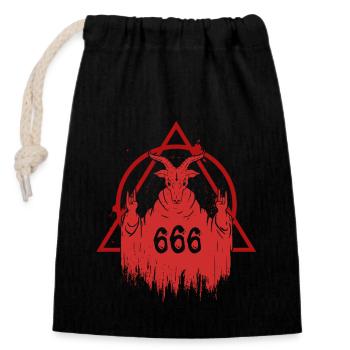 Rock with the Devil - 666 - Verschließbarer Geschenkbeutel aus Baumwolle (14x20cm) - Schwarz - Vorne