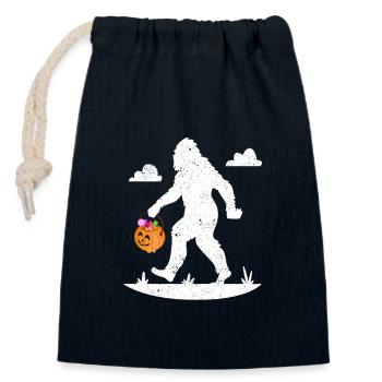 Bigfoot trägt Kürbis Lattern Halloween Party - Verschließbarer Geschenkbeutel aus Baumwolle (14x20cm) - Navy - Vorne