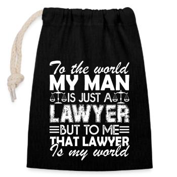 Lawyer Lawyer Is My World - Closable cotton gift bag (14x20cm) - black - Front