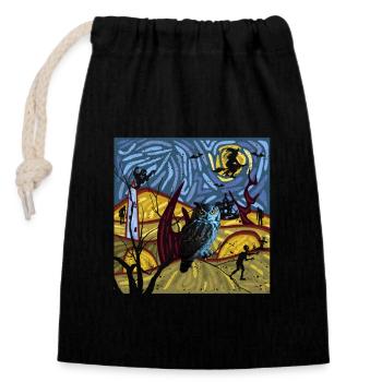 Eulenliebhaber Gruselnacht Gespenstische Halloween - Verschließbarer Geschenkbeutel aus Baumwolle (14x20cm) - Schwarz - Vorne