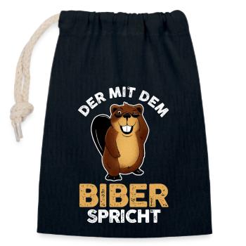Nagetier Biberliebhaber Biber - Verschließbarer Geschenkbeutel aus Baumwolle (14x20cm) - Navy - Vorne