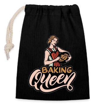 Baking Queen Baker Quote - Closable cotton gift bag (14x20cm) - black - Front