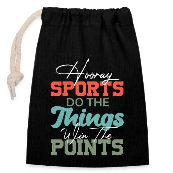 Ironischer Sport Mama Hurra Sport - Verschließbarer Geschenkbeutel aus Baumwolle (14x20cm) - Schwarz - Vorne