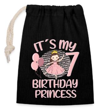 Anniversaire Princesse 7 ans Bday Party Cadeau - Sac cadeau en coton avec cordon (14 x 20 cm) - noir - Devant