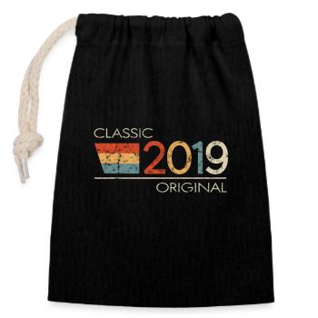 2019 Anniversaire Classic Original - Sac cadeau en coton avec cordon (14 x 20 cm) - noir - Devant