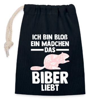 Nagetier Biberliebhaber Biber - Verschließbarer Geschenkbeutel aus Baumwolle (14x20cm) - Navy - Vorne