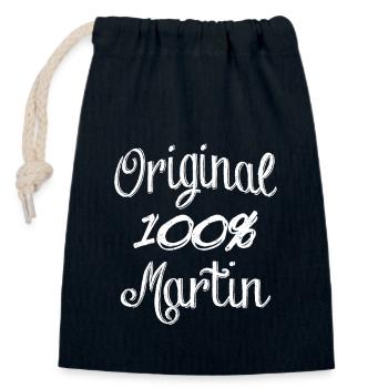 100% Original Martin - Closable cotton gift bag (14x20cm) - navy - Front