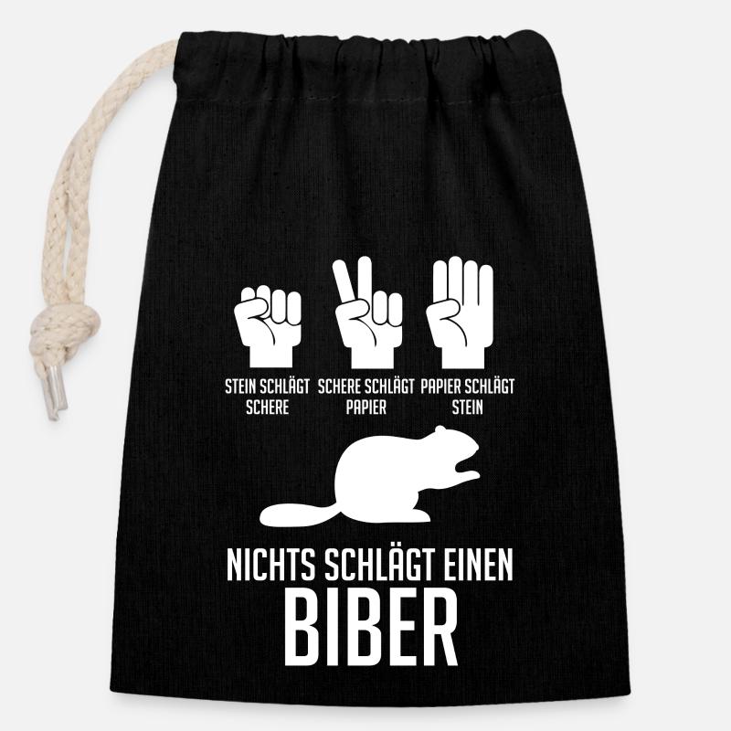 Nagetier Biberliebhaber Biber - Verschließbarer Geschenkbeutel aus Baumwolle (14x20cm) - Schwarz