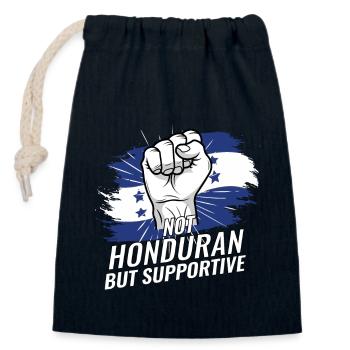 Pas hondurien mais favorable au Honduras - Sac cadeau en coton avec cordon (14 x 20 cm) - bleu marine - Devant