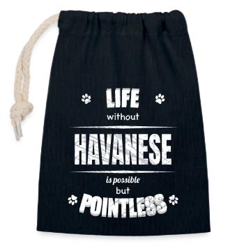 La vie est possible mais inutile - Havanais - Sac cadeau en coton avec cordon (14 x 20 cm) - bleu marine - Devant