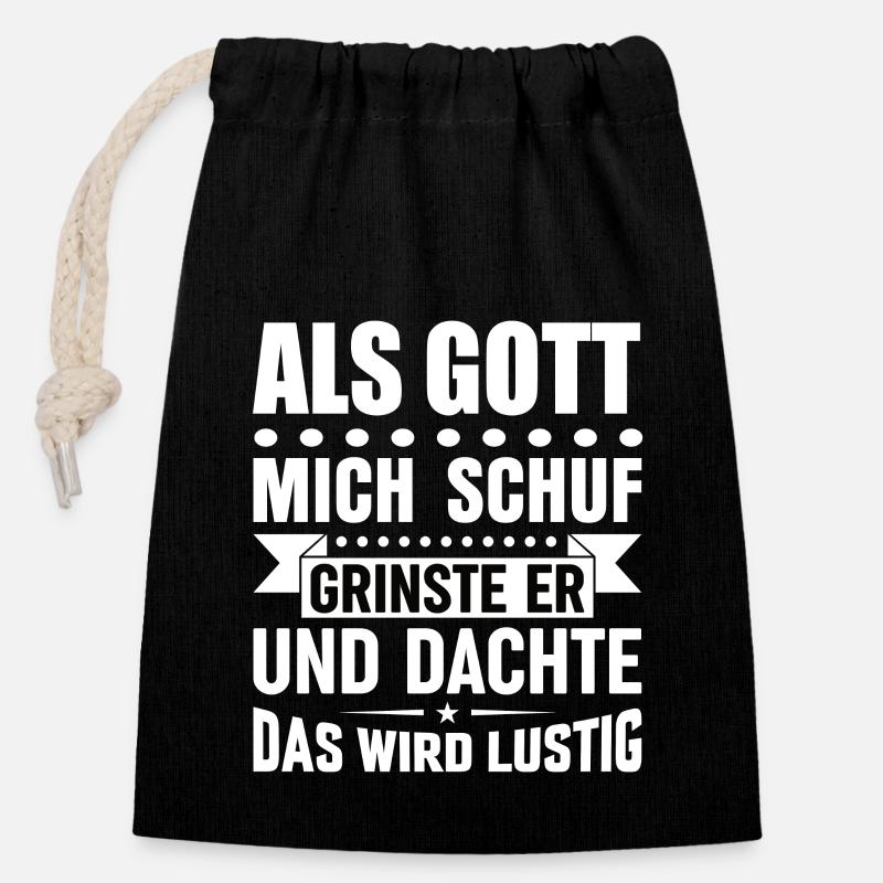 Lustige Sprüche - Verschließbarer Geschenkbeutel aus Baumwolle (14x20cm) - Schwarz