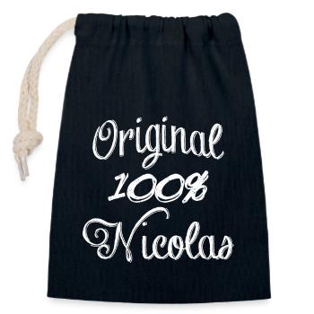 Original 100% Nicolas - Closable cotton gift bag (14x20cm) - navy - Front
