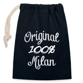 Original 100% Milan - Closable cotton gift bag (14x20cm) - navy - Front