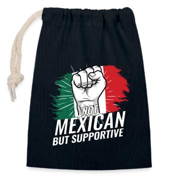 Not Mexican But Supportive Mexico Flag Country - Closable cotton gift bag (14x20cm) - navy - Front