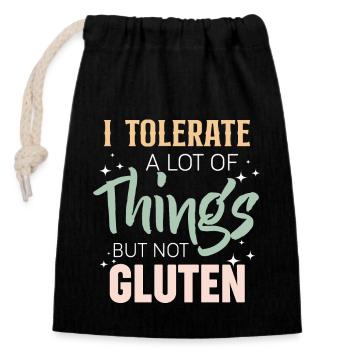 Dinge tolerieren, aber nicht glutenfrei Zöliakie - Verschließbarer Geschenkbeutel aus Baumwolle (14x20cm) - Schwarz - Vorne