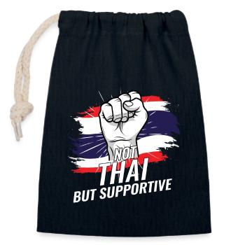 Pas thaïlandais mais pays de drapeau thaïlandais favorable - Sac cadeau en coton avec cordon (14 x 20 cm) - bleu marine - Devant