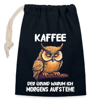 Nachteule Eule Eulen Vogel - Verschließbarer Geschenkbeutel aus Baumwolle (14x20cm) - Navy - Vorne