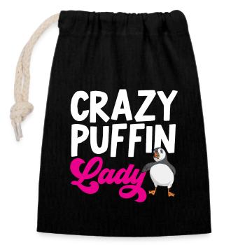 puffin puffin auke birds Lunde - Closable cotton gift bag (14x20cm) - black - Front