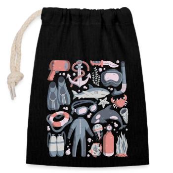 Diving Doodles Scuba Snorkeling Diving Equipment - Closable cotton gift bag (14x20cm) - black - Front
