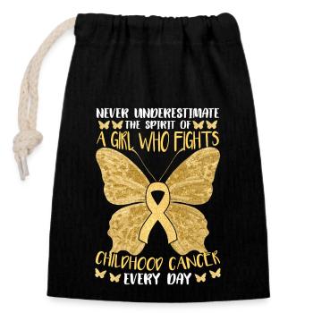 Sensibilisation au cancer infantile Enfants - Sac cadeau en coton avec cordon (14 x 20 cm) - noir - Devant