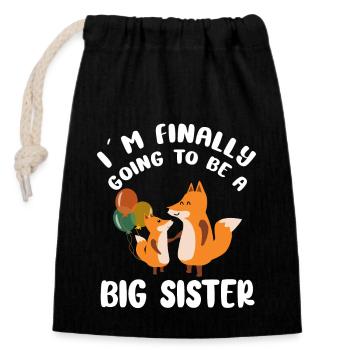 I ́m Finally Going To Be A Big Sister - Closable cotton gift bag (14x20cm) - black - Front