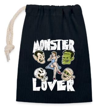 Monster Lover Skeleton Funny Halloween Party - Closable cotton gift bag (14x20cm) - navy - Front