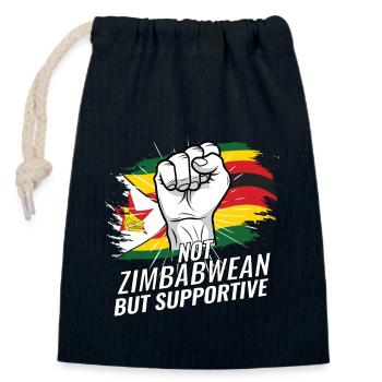 Pas zimbabwéen mais un drapeau zimbabwéen favorable - Sac cadeau en coton avec cordon (14 x 20 cm) - bleu marine - Devant