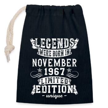 Geburtstag November 1967 Jahr Limited Edition - Verschließbarer Geschenkbeutel aus Baumwolle (14x20cm) - Navy - Vorne