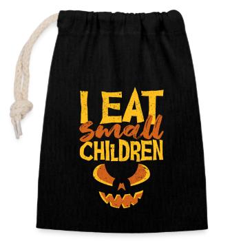 Je mange des jeunes enfants annonce de grossesse - Sac cadeau en coton avec cordon (14 x 20 cm) - noir - Devant