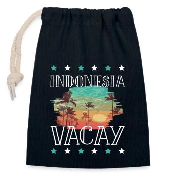 Vacances en Indonésie - Sac cadeau en coton avec cordon (14 x 20 cm) - bleu marine - Devant