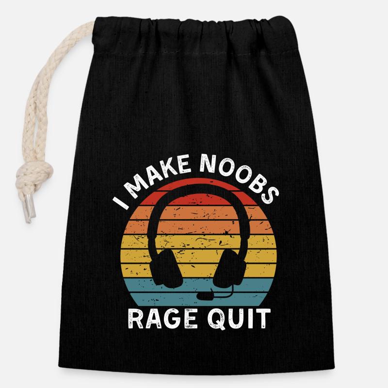 Je fais arrêter la rage des noobs - Sac cadeau en coton avec cordon (14 x 20 cm) - noir