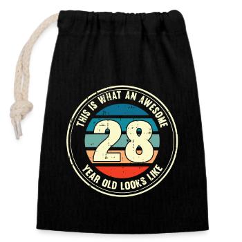 28. Geburtstag so sieht man mit 28 Retro Geschenk - Verschließbarer Geschenkbeutel aus Baumwolle (14x20cm) - Schwarz - Vorne