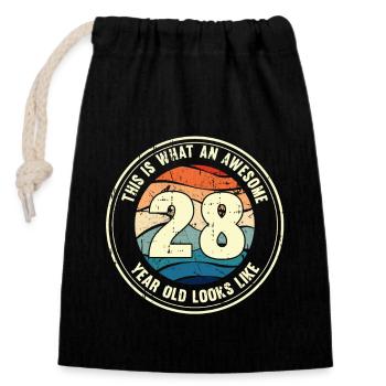 28. Geburtstag so sieht man mit 28 Retro Geschenk - Verschließbarer Geschenkbeutel aus Baumwolle (14x20cm) - Schwarz - Vorne