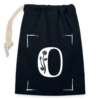 number 0 initial - Closable cotton gift bag (14x20cm) - navy - Front