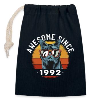 Génial depuis 1992, 31 ans, 31e anniversaire - Sac cadeau en coton avec cordon (14 x 20 cm) - bleu marine - Devant